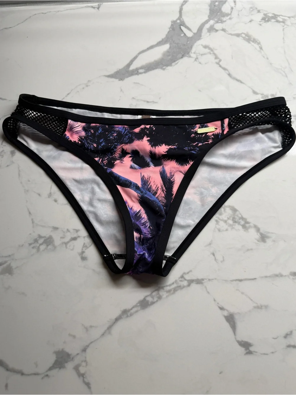 Venus Tropical Palm Print Bikini Bottoms in Pink & Purple Size 8